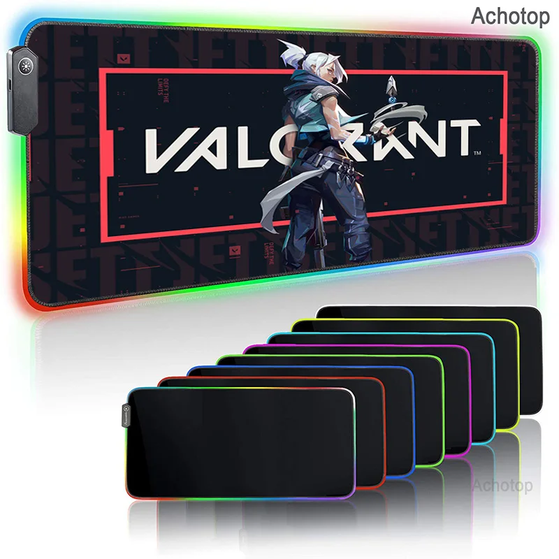 

Valorant RGB Computer Luminous Gaming Mousepad Colorful Large Glowing LED Extended Illuminated Keyboard XXL Desk Mat Mouse Pad