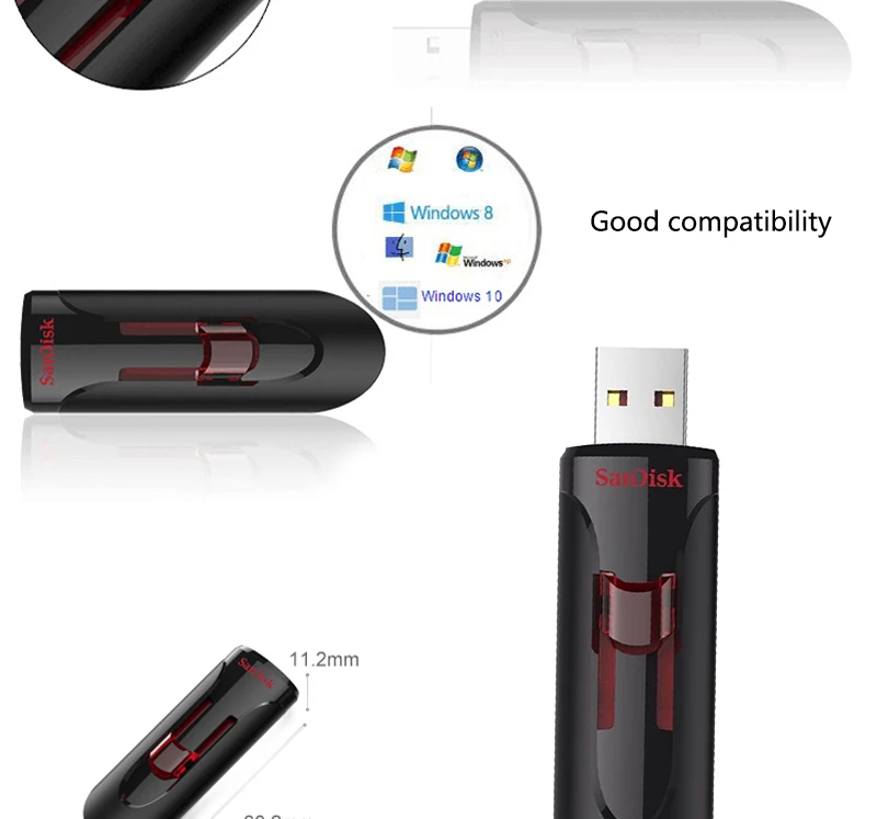 USB флеш-накопитель SanDisk CZ600, 128 ГБ, флеш-накопитель, 16 ГБ, 32 ГБ, 64 ГБ, USB 3,0, выдвижной флеш-накопитель для ноутбука, ПК, смартфона