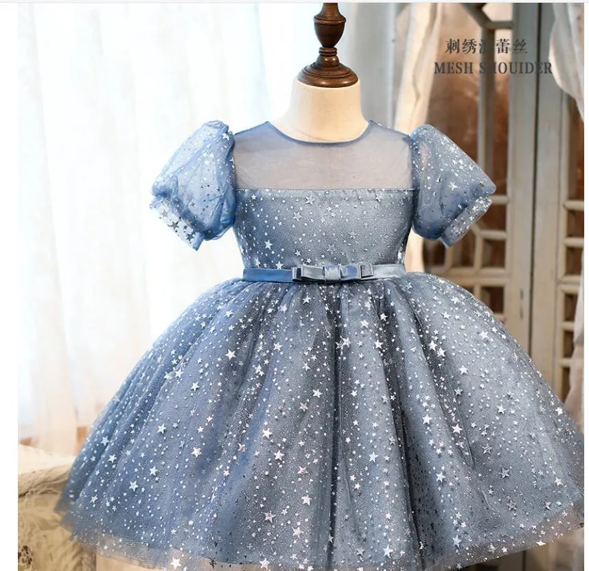 

Baby Girls Dress For Party And Wedding Princess Kids Dresses For Girls Tulle Sequins First 1st Birthday Baptism Girl Ball Gown