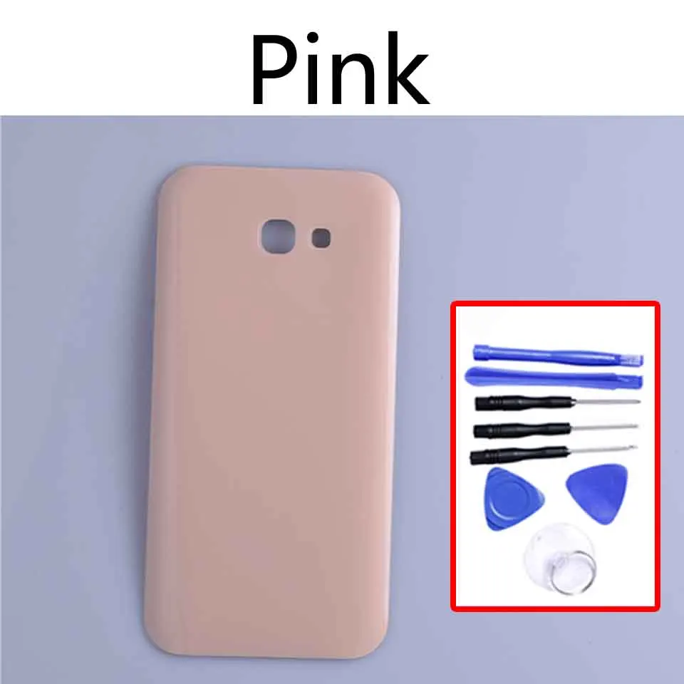 Pink-With tool A720 для Samsung Galaxy A7 A720 A720F SM-A720F Корпус Крышка батарейного отсека задняя крышка задняя дверь Шасси Корпус Замена - Цвет: Pink-With tool
