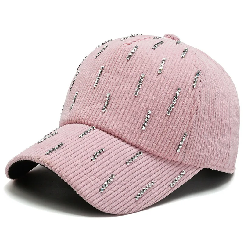 

Autumn Winter Corduroy Warm Baseball Caps Woman fashion diamond Snapback Hat men Hip Hop bonnet czapki z daszkiem gorras hombre