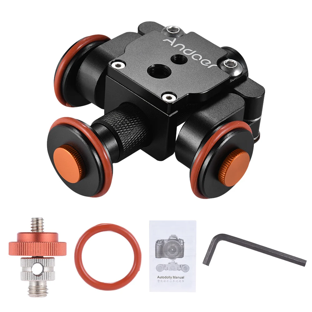 

Andoer Electric Motorized 3-Wheel Video Pulley Car Dolly Rolling Slider Skater for Canon Nikon Sony for iPhone Samsung Huawei