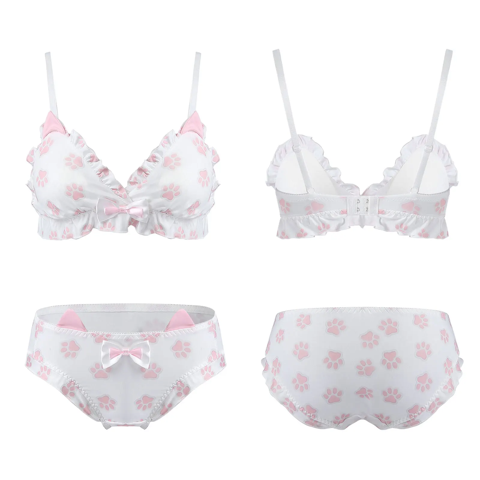 

iEFiEL Casual Bra Suit Removable Padded Bra Top Women Girls Sexy Lingerie Set Push Up Wireless Bra Tops Bowknot Underwear Briefs