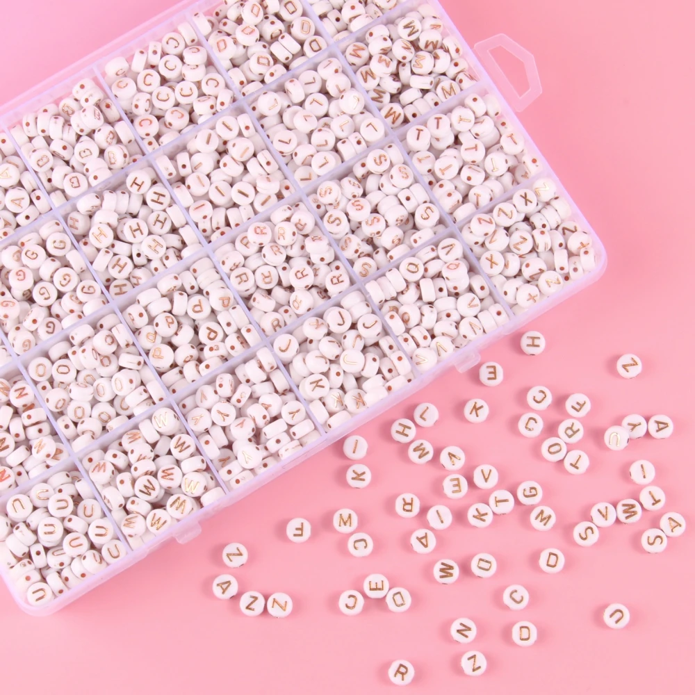 

1680pcs 4*7mm Letter Acrylic Beads Set Round Flat Alphabet Beads for Jewelry Making Kits Kids Diy Bracelet Necklace Accessories