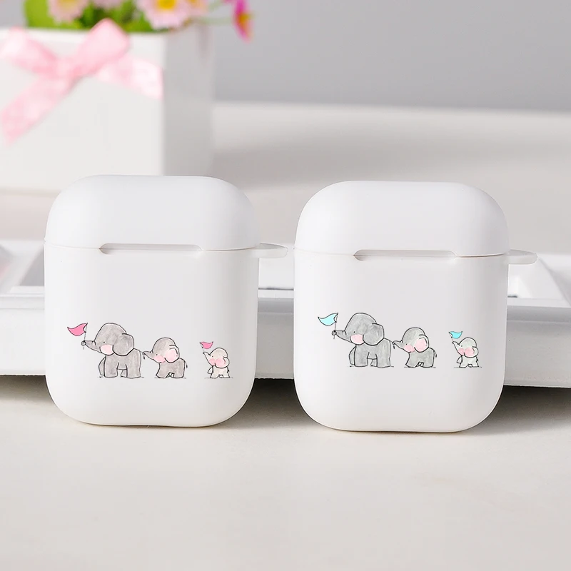 

Cartoon Cute Cases For Apple AirPods 1/2 Lovely White Dumbo Baby Elephant For Apple Wireless bluetooth Airpods Protection Cover