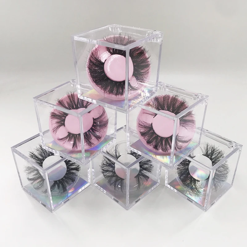 Eye lashes box cube lashes packing clear square cube lashes packing new trend 3D mink lashes boxes