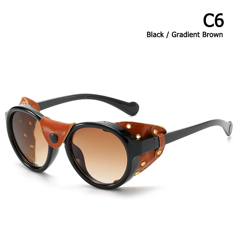 C6 Black Brown JackJad Модные Винтажные поляризационные солнцезащитные очки в стиле стимпанк с кожаным боковым покрытием фирменный дизайн солнцезащитные очки Oculos De Sol0046 - Цвет линз: C6 Black Brown