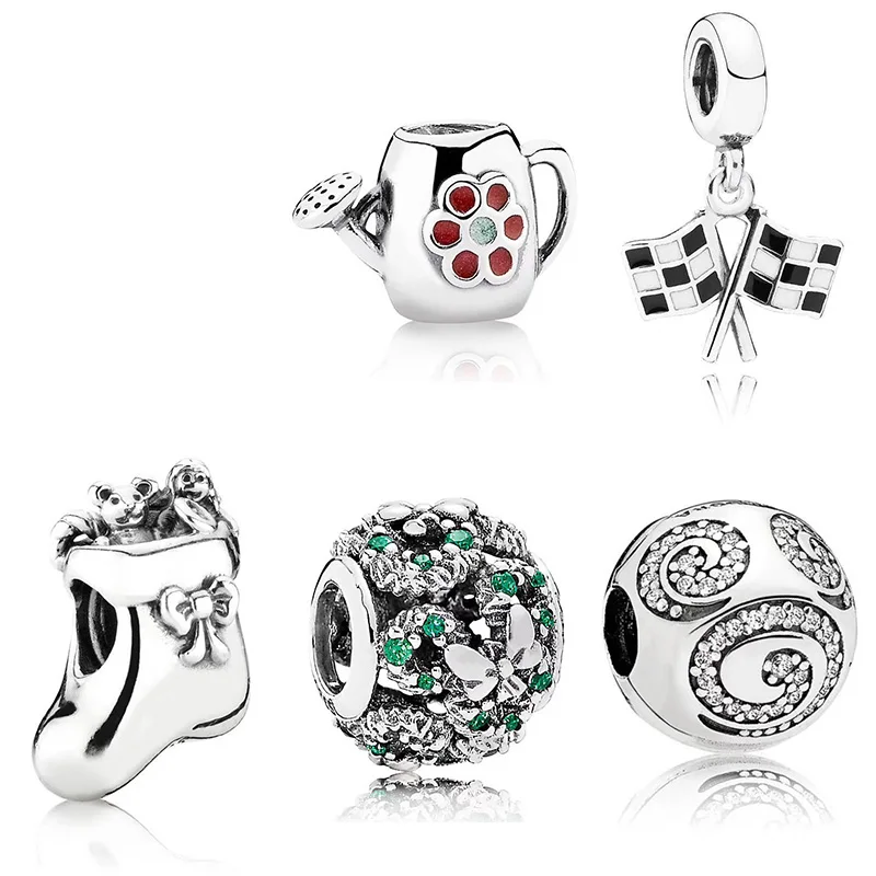 

2019 NEW 100% 925 Sterling Silver Flower Beads Clear CZ Lovely Charm Fit Women Bracelet DIY Factory Wholesale Jewelry Gift