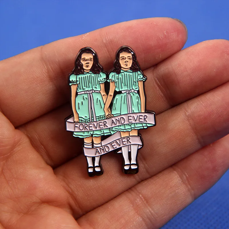 Страшный фильм Блестящий Класс двойная дочь милый мультяшный медный телефон