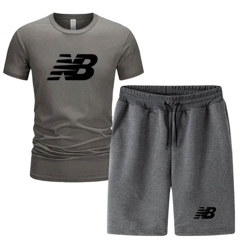 

Men's Tracksuit Summer Clothes Sportswear Two Piece Set T Shirt Shorts Brand Track Clothing Male Sweatsuit Sports Suits Husband