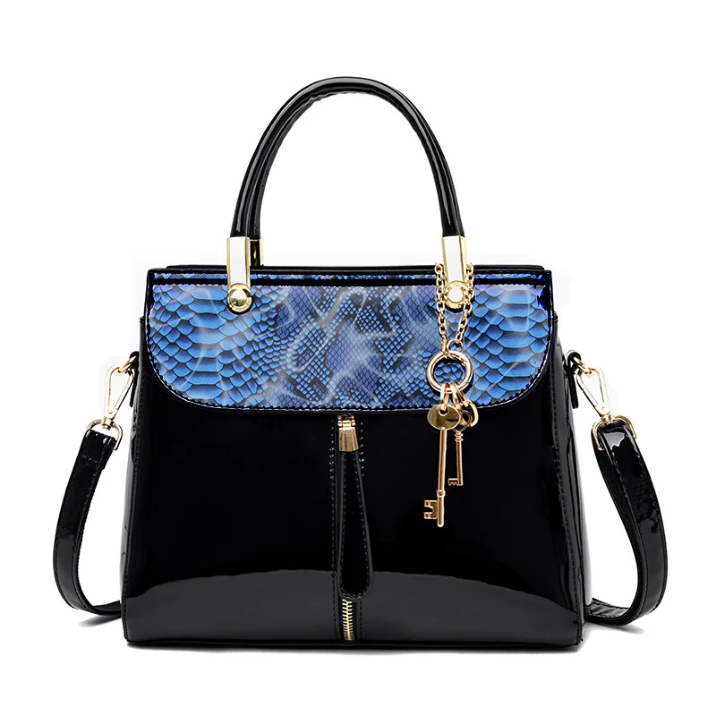 

Роскошные сумки, женские сумки, дизайнерская модная сумка через плечо, женская сумка из лакированной кожи со змеиным узором, сумки-тоуты для...