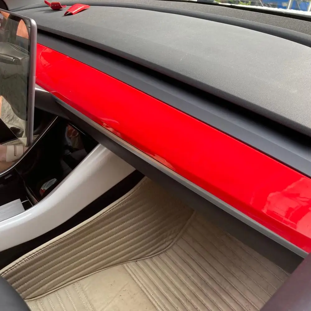Красная декоративная оправа аксессуары для Tesla Model 3 защитная приборной панели