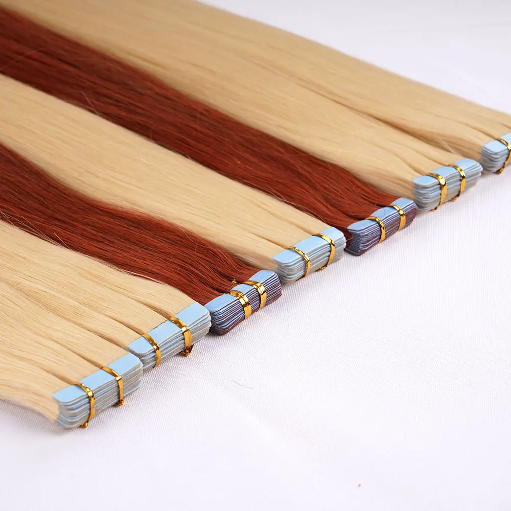 Лента для наращивания волос человеческие волосы медные Красные 100% настоящие Remy