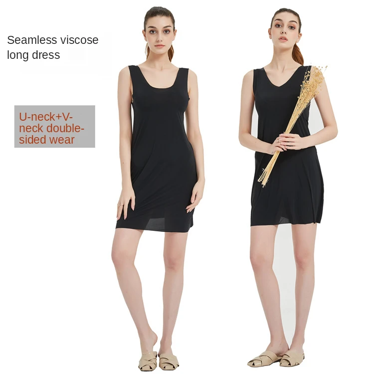 Бесшовный жилет большого размера M-5XL из ледяного шелка платье-комбинация Женская