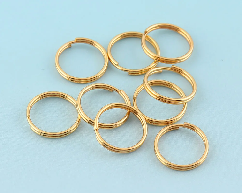 

Gold plated Keyrings 10mm Round Jewelry rings Metal Mini Split Rings for Key Chain Jump rings Wholesale Key Lanyard Findings