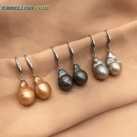 special baroque style flame ball shape champagne light grey black blue hook dangle earring natural pearls fashion for women