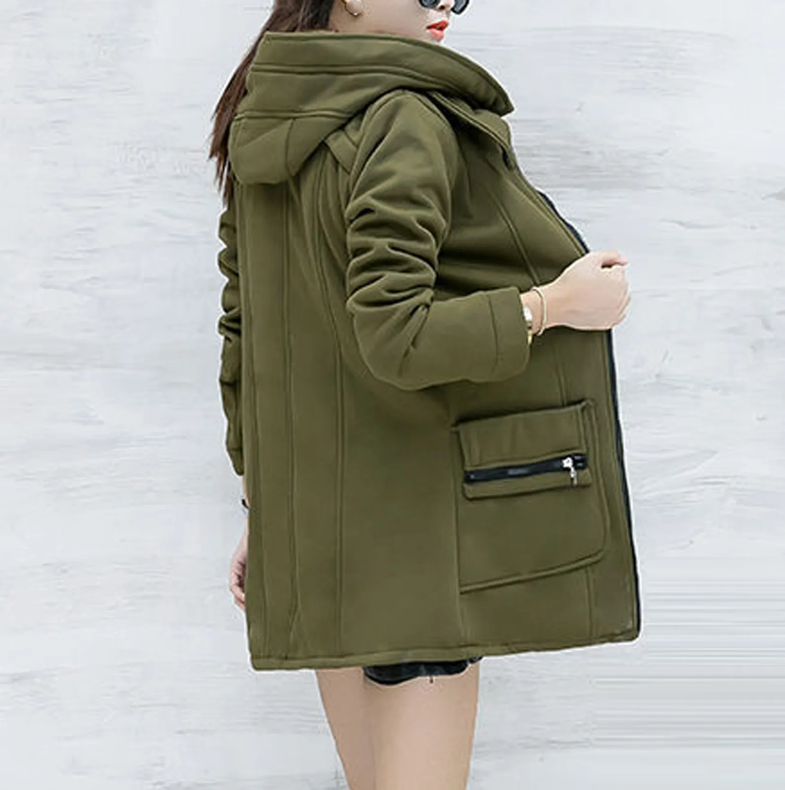 

Lady Fashion Womens Winter Outdoor ropa mujer invierno 2020 Warm Wool Blended Classic Coat Hoodie Jacket