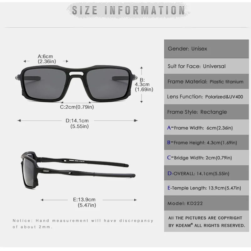 

KDEAM Top Ultralight TR90 Men's Sunglasses Polarized Colorful Lenses Sports Goggles Classic Design Driving Male Sun Glasses KD22