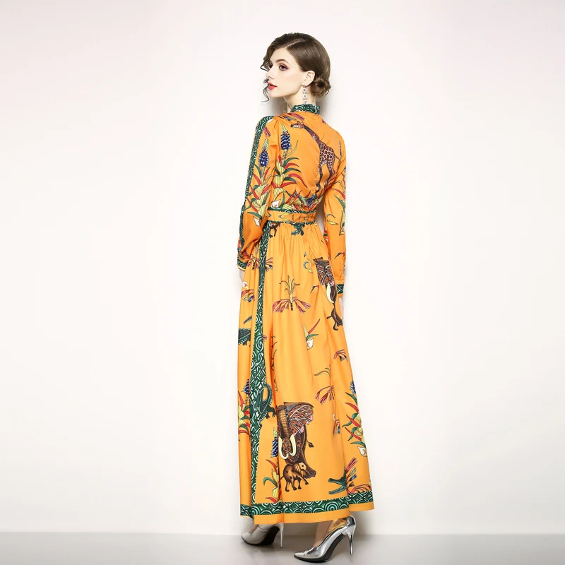 Осеннее Новое Женское платье с длинными рукавами и принтом бесплатная доставка z