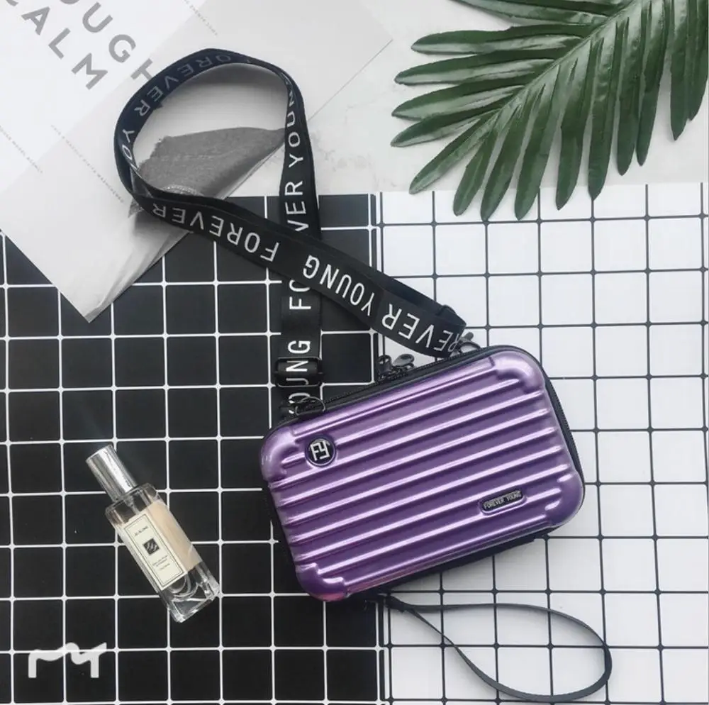 Purple Косметичка для хранения, чемоданная форма, органайзер для ювелирных изделий, для путешествий, сумка для макияжа, переносная/сумка на плечо, косметичка, женские сумки для макияжа - Color: Purple