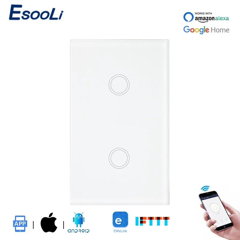 EsooLi роскошный хрустальный стеклянный стандарт США умный Wi Fi настенный сенсорный