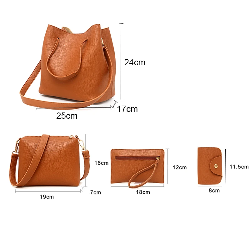 Модная мягкая искусственная кожа личи 4 в 1 комбинированная Сумка-тоут сумка