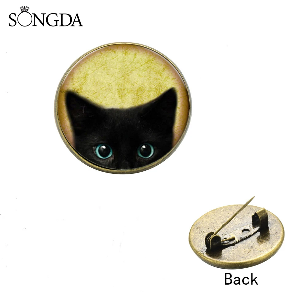 2019 Симпатичные Большие глаза черные броши-кошки ручной работы картина стекло