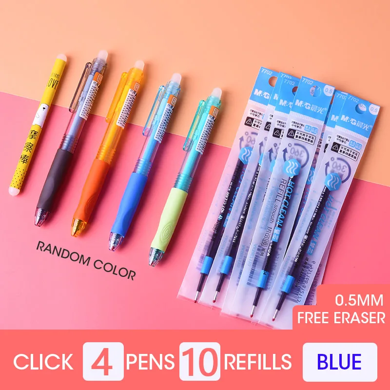 14PCS CLICK BLUE Andstal эргономичная стираемая ручка 0,5 мм M& G стираемая гелевая Заправка для ручек черные, голубые чернила с ластиком гелевая ручка для школы офисные принадлежности - Цвет: 14PCS CLICK BLUE