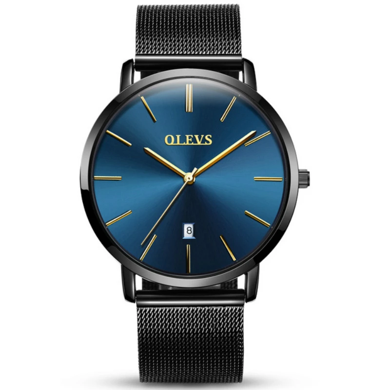 Модные повседневные мужские часы Роскошные Кварцевые наручные тонкие сетчатые