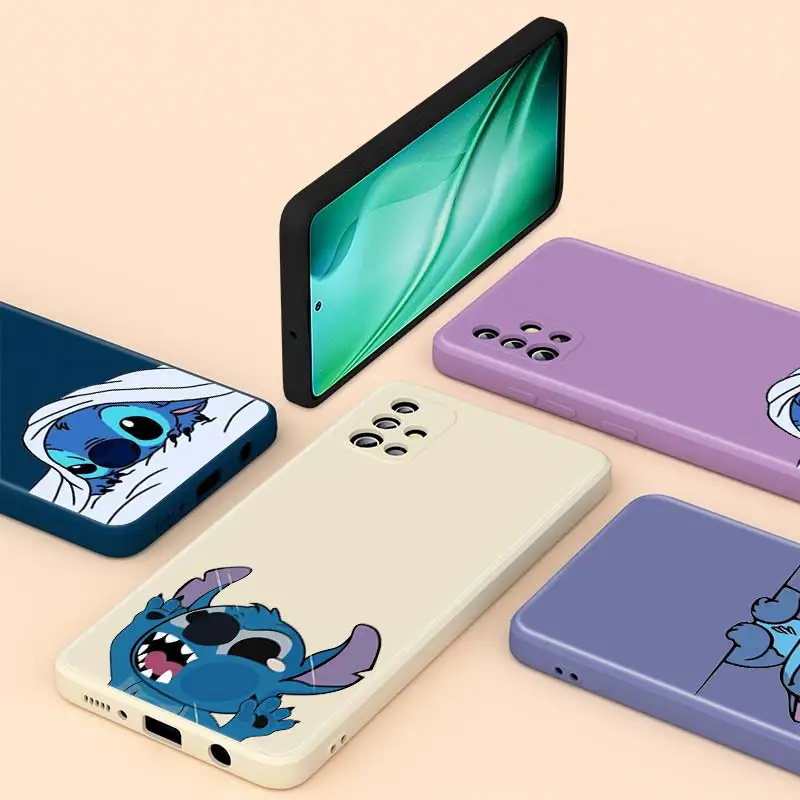 

Disney Stitch Liquid Silicone For Samsung A91 A81 A72 A71 A52 A51 A50 A32 A31 A20 A30 A21S A20S A02 A01 Phone Case