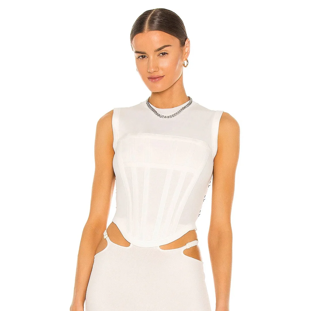 

Summer knitted stretch tight-fitting women's tops Shoulder vests 2021New ladies fashion high-quality all-match tops pullovers XL