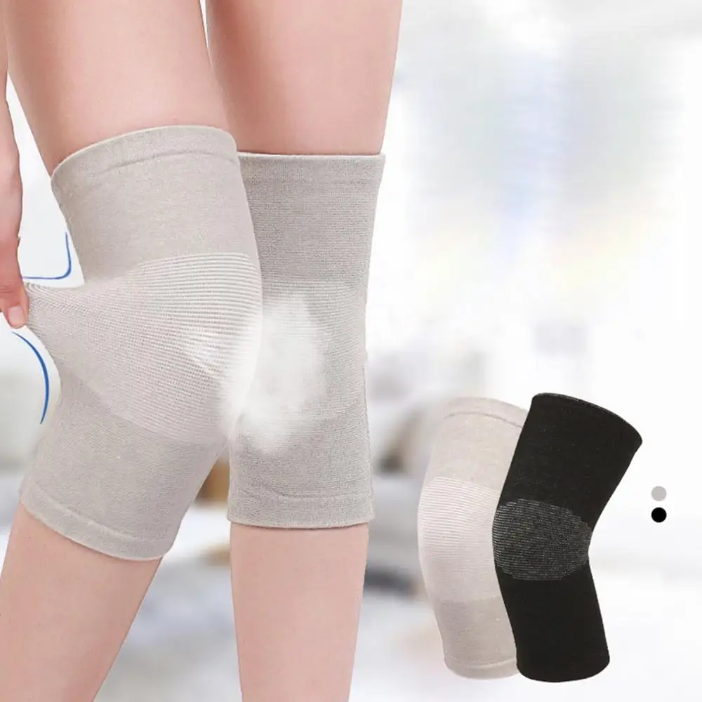 

Kneepad Knitted Bamboo Charcoal Four Side Bounce Fitness Exercise Running Middle Aged Keep Warm Knee Pad