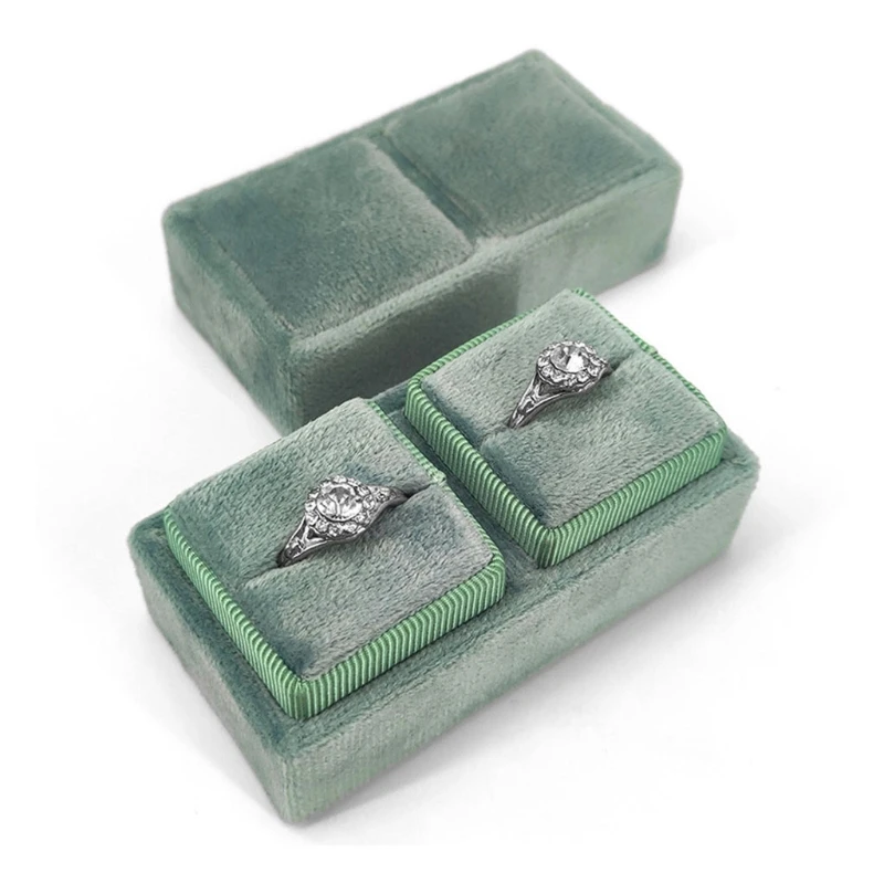 

N7MF четырехсторонний бархатный держатель для колец-Премиум великолепный винтажный двойной держатель для колец со съемной крышкой для свадь...