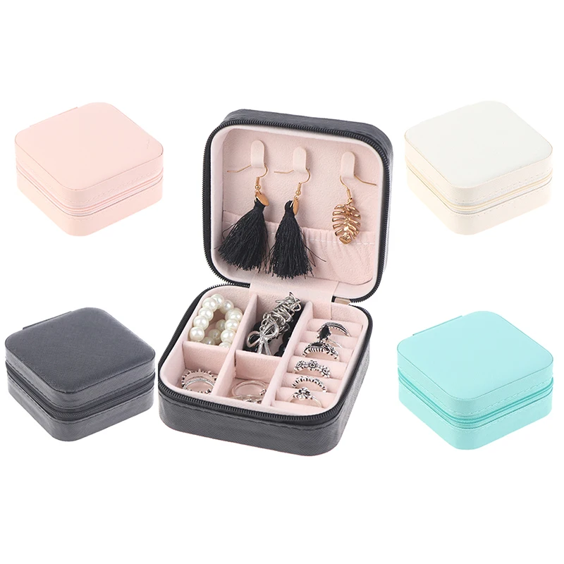 

2021 Jewelry Organizer Display Travel Jewelry Case Boxes Travel Portable Jewelry Box Leather Storage Organizer Earring Holder