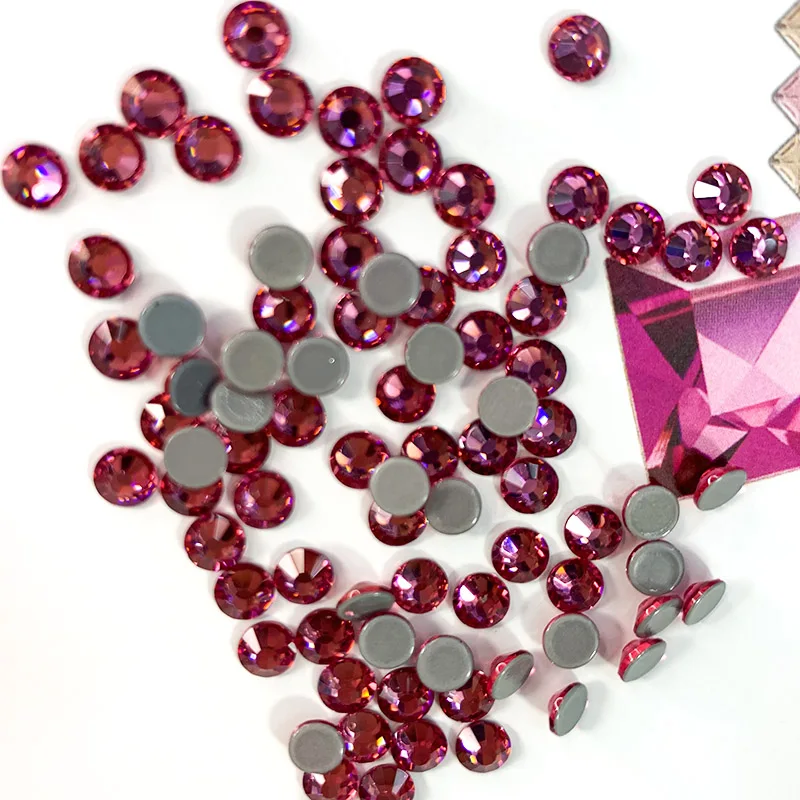 Стразы термостойкие для ногтей стразы ремни розово-красный клей с блестками