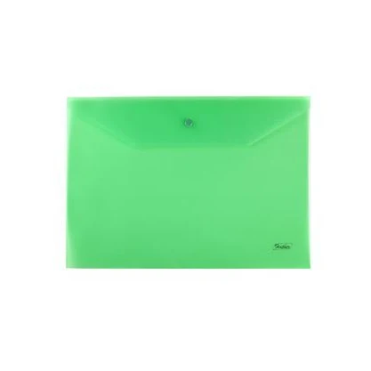 Папка-конверт на кнопке А4 180 мкм зеленая | Канцтовары для офиса и дома
