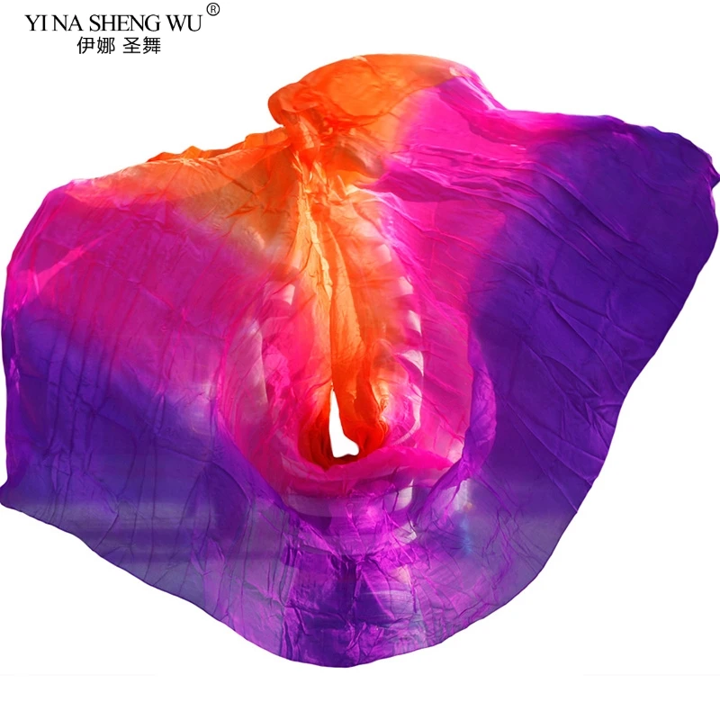 

Belly Dance Silk Veil For Women 100% Silk Belly Dance Shawls Wraps Gradient 250cm Customized Hand Thrown Scarf Wholesale Dancing