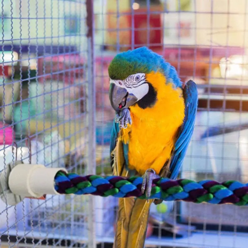 

Pet Parrot Cotton Rope Bent Bird Cage Rope Perch Parrot Toys Hanging Cage Toy Pet Products for Small Animals