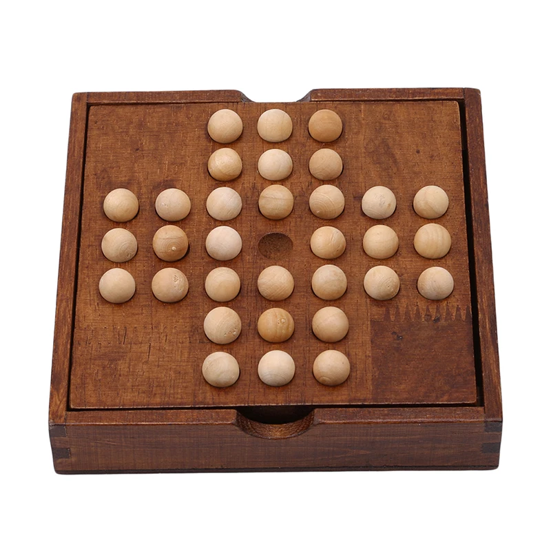 Marble Solitaire Chess Puzzles Games Intelligence Entertainment Toys European Wooden Puzzles Classic Toys for Children Adults