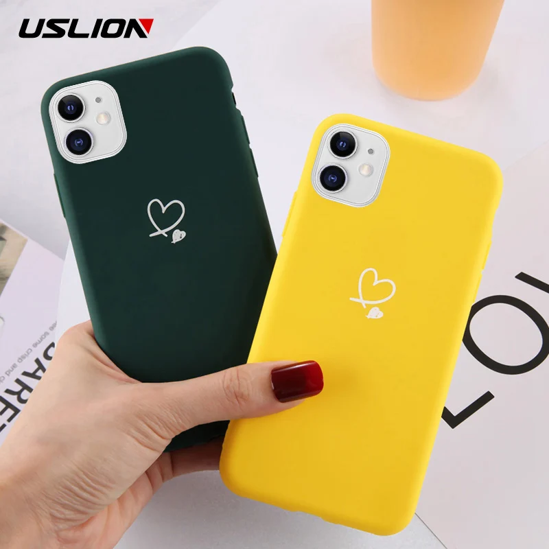 Чехол USLION для телефона iPhone 11 12 Pro Max X XS XR Xs мягкий силиконовый чехол карамельного