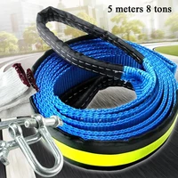 5m 8 tons car tow rope winch tow cable tow strap towing rope with hooks for heavy duty car emergency off road emergency tools