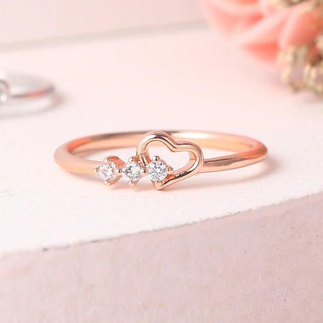 Dainty Ring For Women Jewellry Simple Cute Love Heart CZ Rose Gold Color Wedding Bride Gift Fashion Jewelry Wholesale R210 1