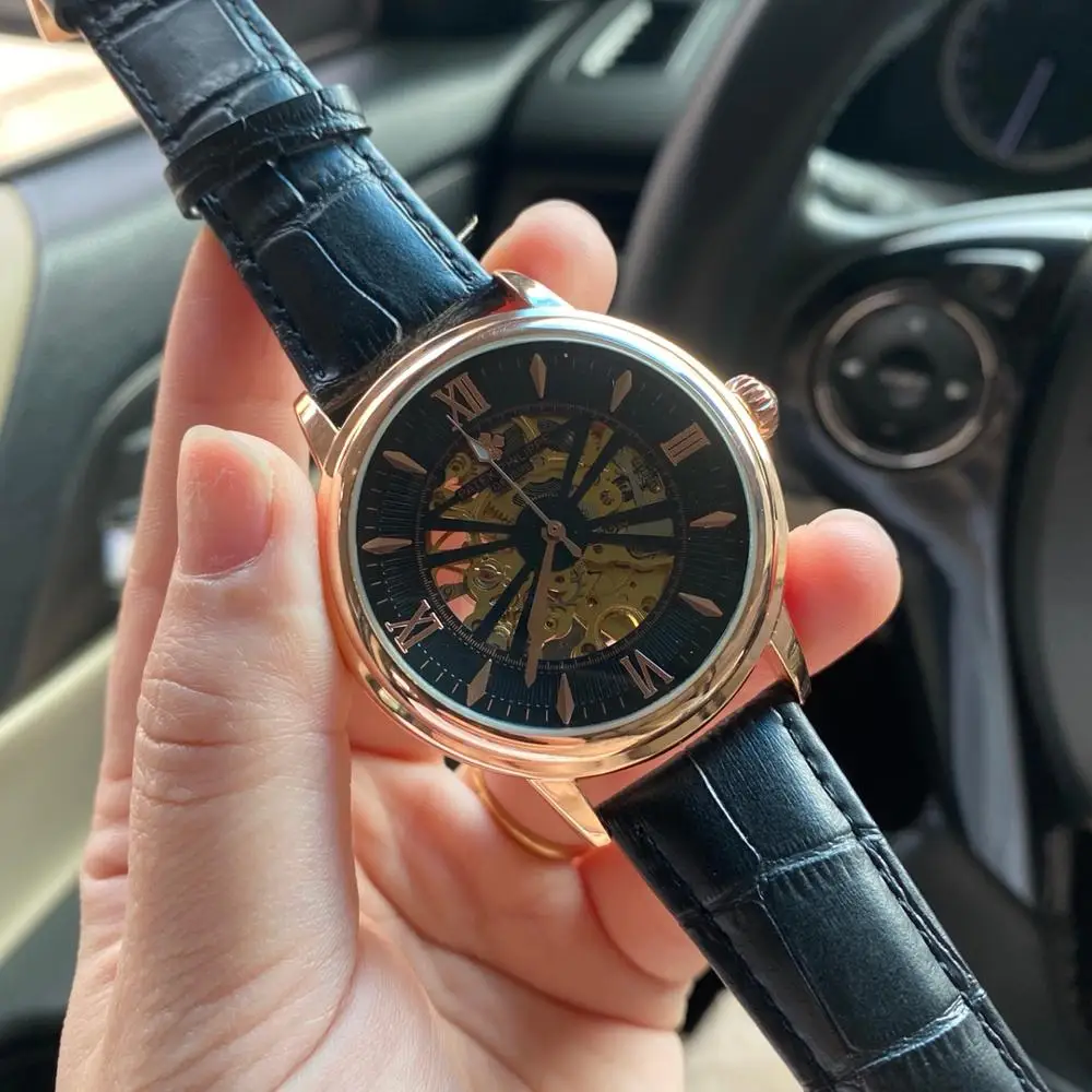 

New Automatic Mechanical Men Watch Silver Blue Stainless Steel Transparent Sapphire Glass AAA Glide Watches 177