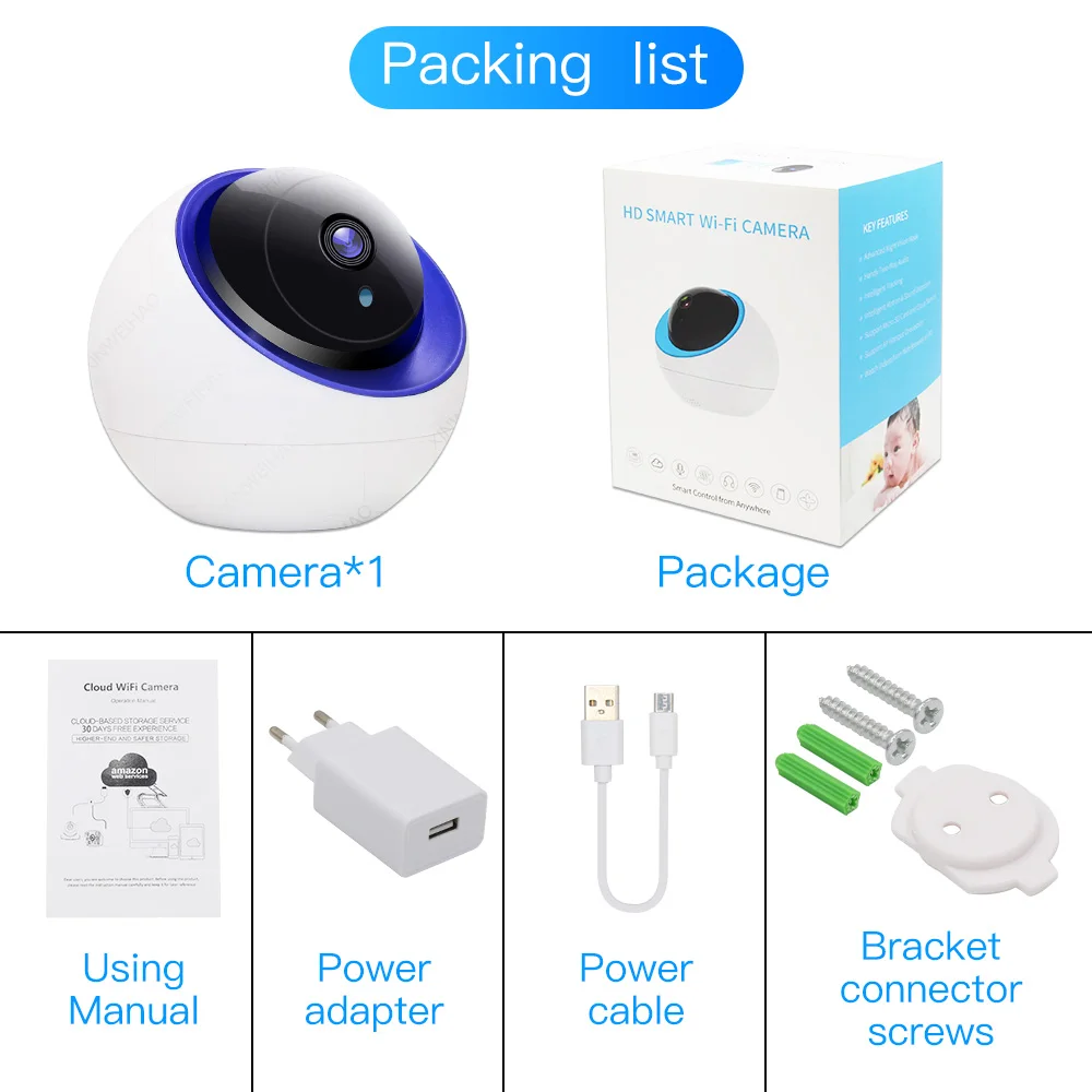

1080P IP camera wifi camera Baby Monitor with Motion Detection Tracking Security Camera, TF Card Record, 2 Way Audio YCC365
