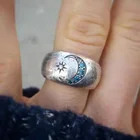 Женское Винтажное кольцо с рисунком в виде Луны, 925