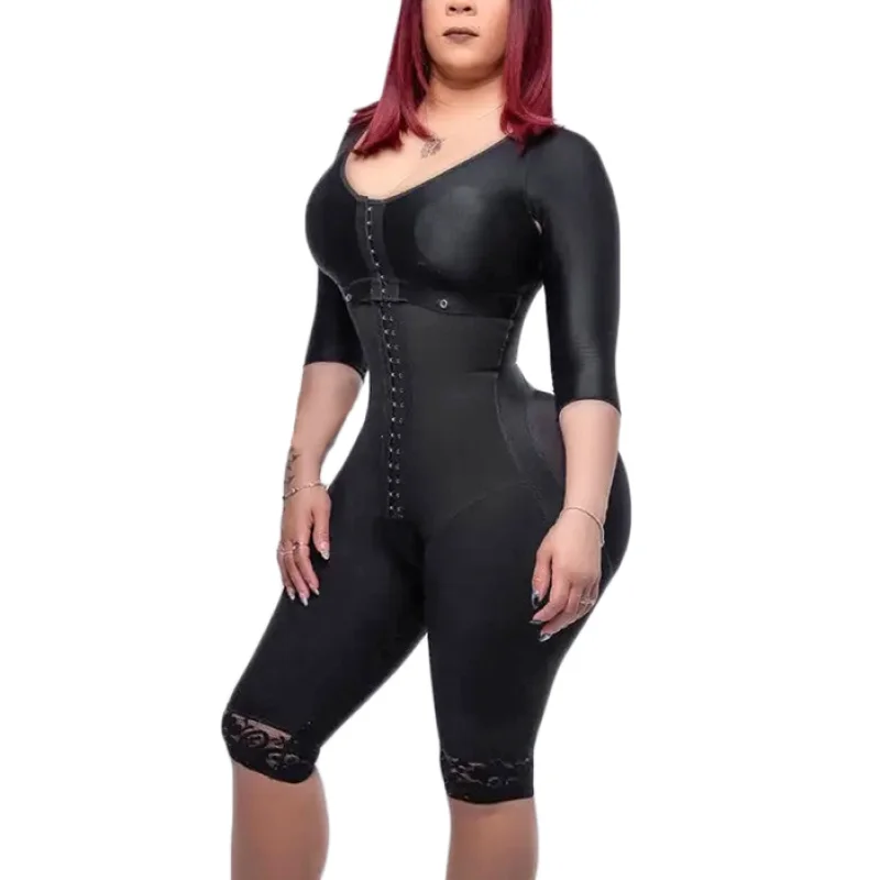 Fajas Colombianas Reductora Girdle Small Waist Trainer Bodysuit Women Lace With Bracelet And Sleeve Guitar Curves