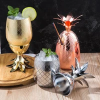 550ml stainless steel copper plating pineapple shape metal copper mugs make a cocktail glass drinkware bar accessrries