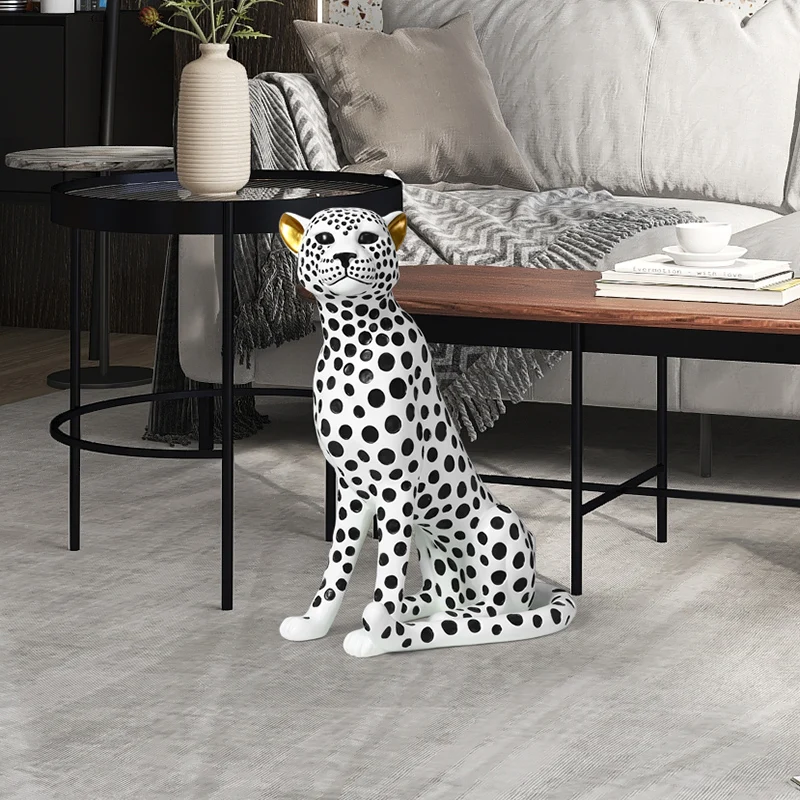 

Home Decor Leopard Statues Ornaments Resin Interior Figurines Home Living Room Landing Decoration Accessories Animal Sculptures