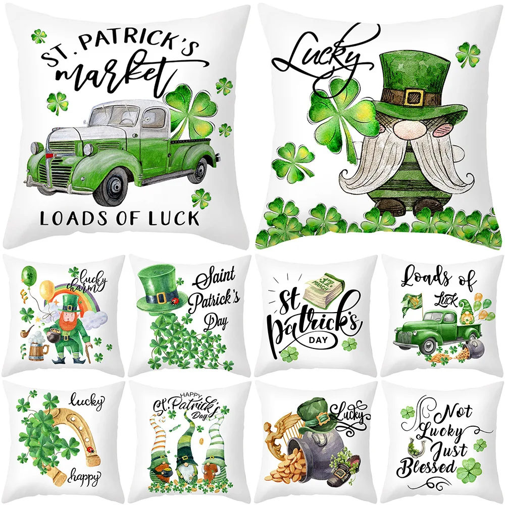 

Happy Saint Patricks Day Decor For Home Shamrock Clover Pillowcase St.Patricks Day Party Decor Irish Party Supplies Favor Gift