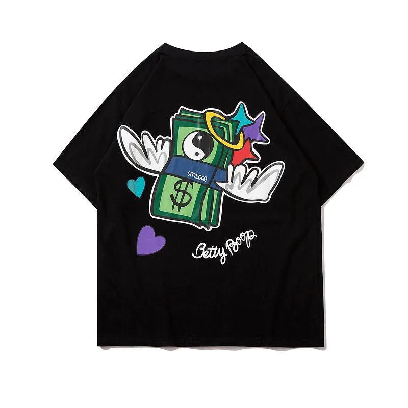 

2021 Men's clothing Street Style Fashion Brand Printed Summer Short-Sleeved T-shirt Harajuku Style Ins Couple Loose Hip Hop TEE